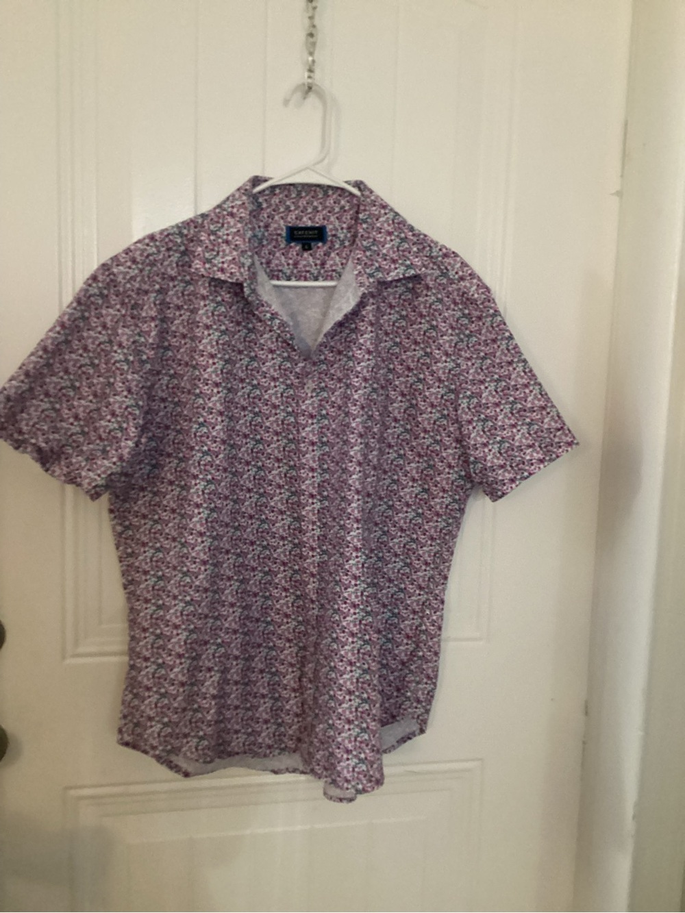 Short Sleeve Floral Print Shirt - Purple #shortsleeve #floral